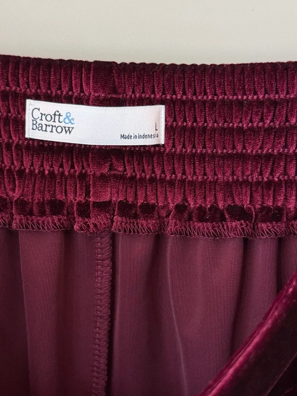 NWT Croft & Barrow Burgundy Velvet Skirt LG Mid Rise Knee Length Witchy Office
